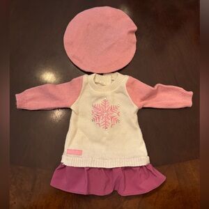 American girl doll pink snowflake Sweater dress